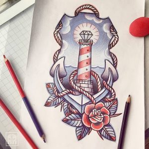 фото тату маяк от 16.04.2018 №068 - tattoo beacon - tattoo-photo.ru