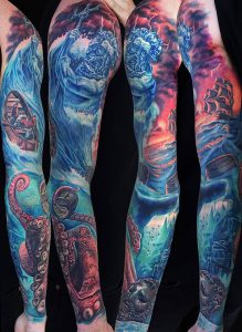 фото тату океан от 06.04.2018 №007 - tattoo ocean - tattoo-photo.ru