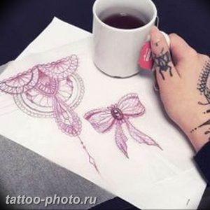 фото тату бантик 24.12.2018 №072 - photo tattoo bow - tattoo-photo.ru