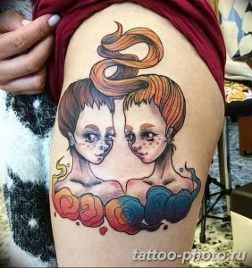 Фото рисунка Тату Близнецы 20.11.2018 №002 - photo tattoos gemini - tattoo-photo.ru