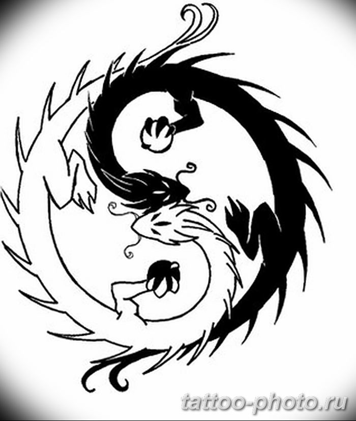 Татуировки Инь и Янь в виде дракона