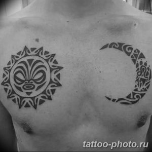 Фото рисунка тату Луна и Солнце 05.11.2018 №024 - tattoo Moon and Sun - tattoo-photo.ru