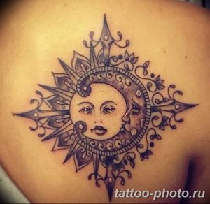 Фото рисунка тату Луна и Солнце 05.11.2018 №134 - tattoo Moon and Sun - tattoo-photo.ru