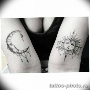 Фото рисунка тату Луна и Солнце 05.11.2018 №167 - tattoo Moon and Sun - tattoo-photo.ru