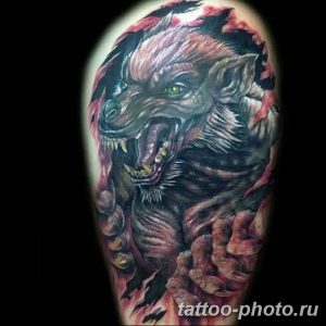 Фото рисунка тату оборотень 24.11.2018 №002 - photo tattoo werewolf - tattoo-photo.ru