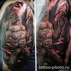 Фото рисунка тату оборотень 24.11.2018 №066 - photo tattoo werewolf - tattoo-photo.ru