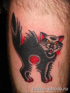 фото рисунка тату черная кошка 13.11.2018 №077 - black cat tattoo picture - tattoo-photo.ru