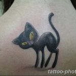 фото рисунка тату черная кошка 13.11.2018 №099 - black cat tattoo picture - tattoo-photo.ru