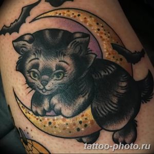 фото рисунка тату черная кошка 13.11.2018 №156 - black cat tattoo picture - tattoo-photo.ru