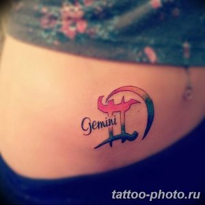 Фото рисунка Тату Близнецы 20.11.2018 №078 - photo tattoos gemini - tattoo-photo.ru