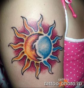 Фото рисунка тату Луна и Солнце 05.11.2018 №001 - tattoo Moon and Sun - tattoo-photo.ru