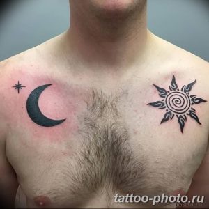 Фото рисунка тату Луна и Солнце 05.11.2018 №029 - tattoo Moon and Sun - tattoo-photo.ru