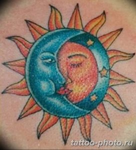 Фото рисунка тату Луна и Солнце 05.11.2018 №054 - tattoo Moon and Sun - tattoo-photo.ru