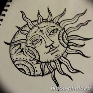 Фото рисунка тату Луна и Солнце 05.11.2018 №055 - tattoo Moon and Sun - tattoo-photo.ru
