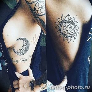 Фото рисунка тату Луна и Солнце 05.11.2018 №065 - tattoo Moon and Sun - tattoo-photo.ru