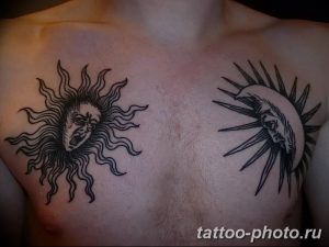 Фото рисунка тату Луна и Солнце 05.11.2018 №069 - tattoo Moon and Sun - tattoo-photo.ru
