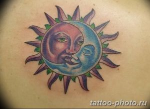 Фото рисунка тату Луна и Солнце 05.11.2018 №070 - tattoo Moon and Sun - tattoo-photo.ru