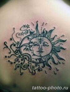 Фото рисунка тату Луна и Солнце 05.11.2018 №071 - tattoo Moon and Sun - tattoo-photo.ru