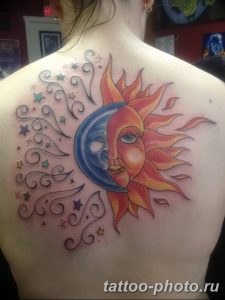 Фото рисунка тату Луна и Солнце 05.11.2018 №080 - tattoo Moon and Sun - tattoo-photo.ru
