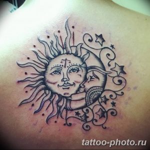 Фото рисунка тату Луна и Солнце 05.11.2018 №085 - tattoo Moon and Sun - tattoo-photo.ru