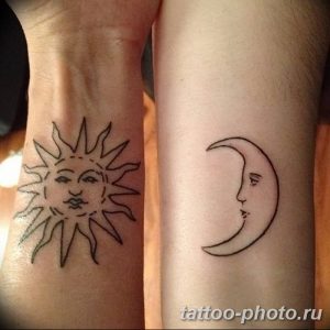 Фото рисунка тату Луна и Солнце 05.11.2018 №087 - tattoo Moon and Sun - tattoo-photo.ru