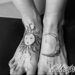 Фото рисунка тату Луна и Солнце 05.11.2018 №088 - tattoo Moon and Sun - tattoo-photo.ru