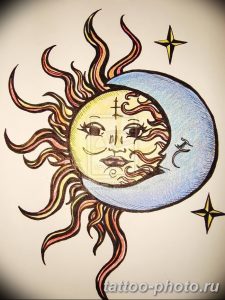 Фото рисунка тату Луна и Солнце 05.11.2018 №124 - tattoo Moon and Sun - tattoo-photo.ru