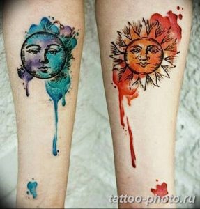 Фото рисунка тату Луна и Солнце 05.11.2018 №141 - tattoo Moon and Sun - tattoo-photo.ru