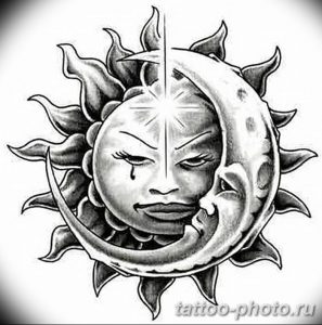 Фото рисунка тату Луна и Солнце 05.11.2018 №182 - tattoo Moon and Sun - tattoo-photo.ru