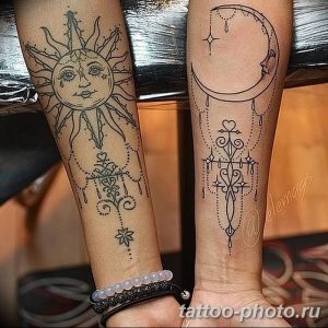 Фото рисунка тату Луна и Солнце 05.11.2018 №197 - tattoo Moon and Sun - tattoo-photo.ru