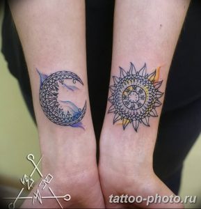 Фото рисунка тату Луна и Солнце 05.11.2018 №198 - tattoo Moon and Sun - tattoo-photo.ru