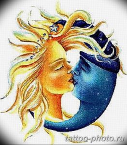 Фото рисунка тату Луна и Солнце 05.11.2018 №205 - tattoo Moon and Sun - tattoo-photo.ru