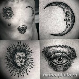 Фото рисунка тату Луна и Солнце 05.11.2018 №210 - tattoo Moon and Sun - tattoo-photo.ru