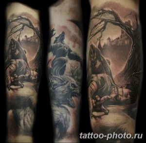 Фото рисунка тату оборотень 24.11.2018 №086 - photo tattoo werewolf - tattoo-photo.ru