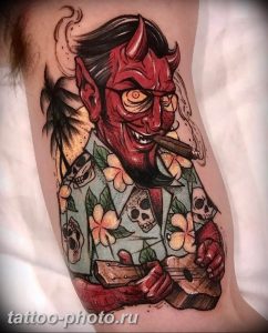 фото идея тату дьявол 18.12.2018 №413 - photo idea tattoo devil - tattoo-photo.ru