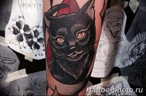 фото рисунка тату черная кошка 13.11.2018 №021 - black cat tattoo picture - tattoo-photo.ru