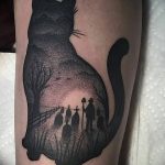 фото рисунка тату черная кошка 13.11.2018 №026 - black cat tattoo picture - tattoo-photo.ru