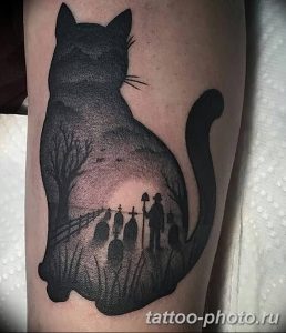 фото рисунка тату черная кошка 13.11.2018 №026 - black cat tattoo picture - tattoo-photo.ru