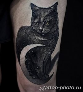 фото рисунка тату черная кошка 13.11.2018 №029 - black cat tattoo picture - tattoo-photo.ru