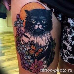 фото рисунка тату черная кошка 13.11.2018 №039 - black cat tattoo picture - tattoo-photo.ru