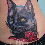 фото рисунка тату черная кошка 13.11.2018 №053 - black cat tattoo picture - tattoo-photo.ru