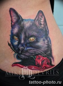 фото рисунка тату черная кошка 13.11.2018 №053 - black cat tattoo picture - tattoo-photo.ru