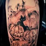 фото рисунка тату черная кошка 13.11.2018 №060 - black cat tattoo picture - tattoo-photo.ru