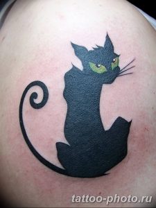 фото рисунка тату черная кошка 13.11.2018 №080 - black cat tattoo picture - tattoo-photo.ru