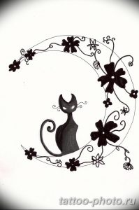 фото рисунка тату черная кошка 13.11.2018 №112 - black cat tattoo picture - tattoo-photo.ru