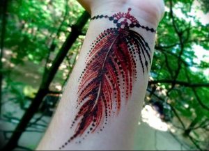 Фото Мехенди перо птицы 25.10.2018 №058 - Mehendi bird feather - tattoo-photo.ru