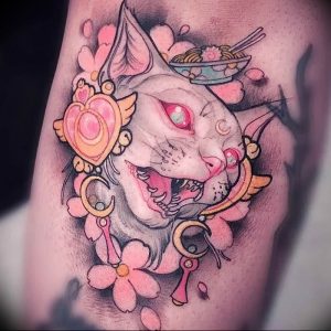 Фото рисунка тату кошка 09.10.2018 №218 - cat tattoo - tattoo-photo.ru