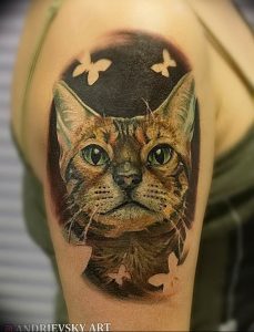Фото рисунка тату кошка 09.10.2018 №316 - cat tattoo - tattoo-photo.ru