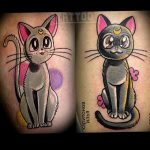 Фото рисунка тату кошка 09.10.2018 №386 - cat tattoo - tattoo-photo.ru