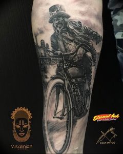 Фото рисунка тату велосипед 12.10.2018 №118 - tattoo bike - tattoo-photo.ru